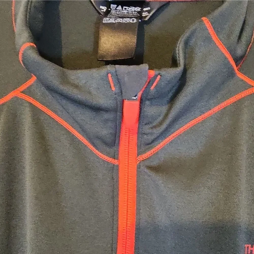 The North Face Men's Track Jacket Full-Zip Knit Stand Collar Black Grey /Red M